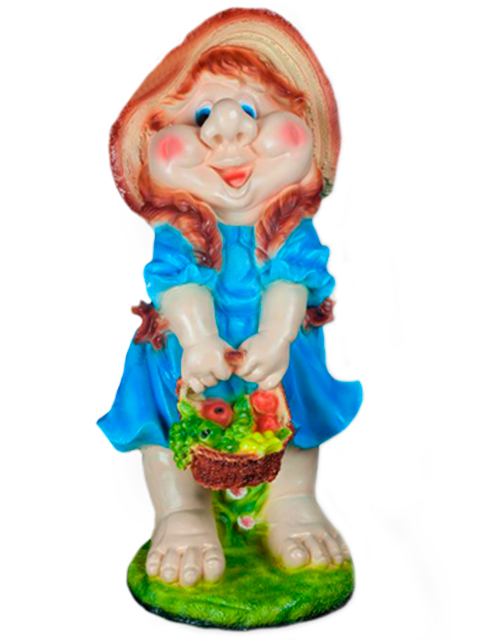 Фигура из гипса "Гномиха с корзиной средняя"