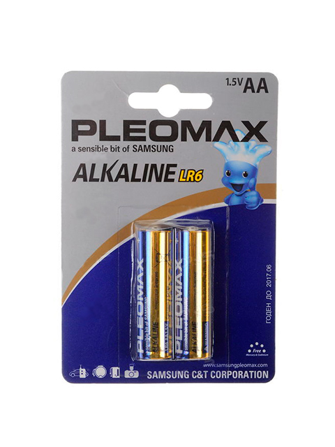 Батарейка щелочная (алкалиновая) (пальчиковая) SAMSUNG Pleomax LR6-2BL (2 шт) блистер, кор. (10 уп)