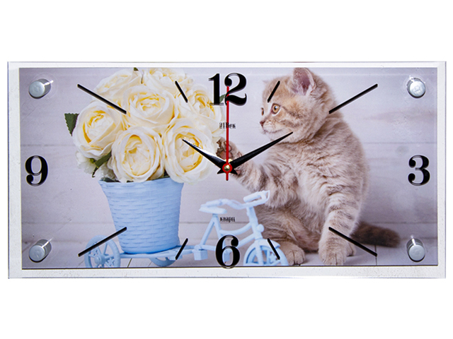 Часы настенные "Котенок и цветы" 1939-007 (10)