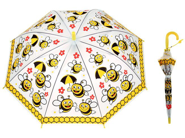 Зонт детский "Пчёлки" полуавтомат, 8 спиц, R38,5см, ПВХ