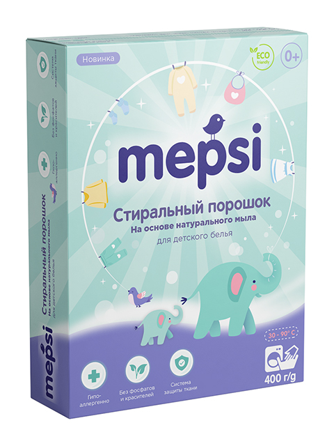 Mepsi СМС 400г гипоаллергенный для детского бельяна основе натурального мыла