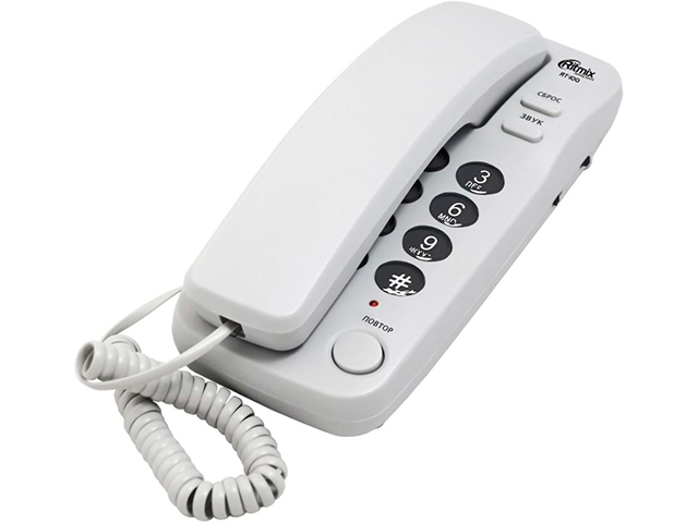 Телефон Ritmix RT-100 проводной, серый