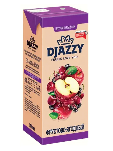 Сок "DJAZZY" 0,2 л фруктово-ягодный