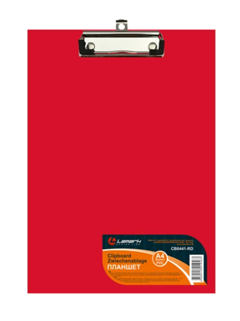 Планшет с зажимом А4 "Lamark" PVC покрытие, красный (клипборд)