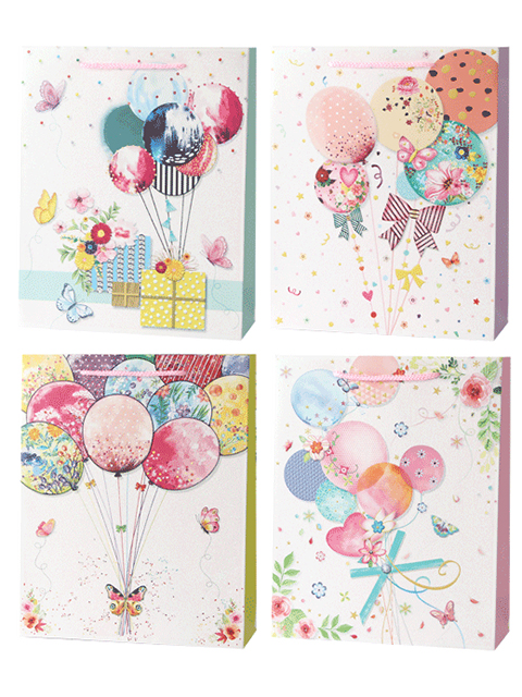 Пакет подарочный бумажный deVENTE "Balloons" 18x23x8 см, с блестками, 4 дизайна