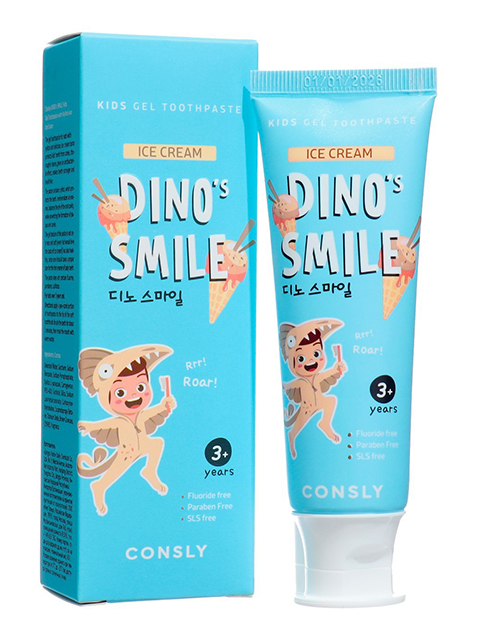 Зубная паста 60гр гелевая детская Consly Dino's Smile с ксилитом и вкусом пломбира