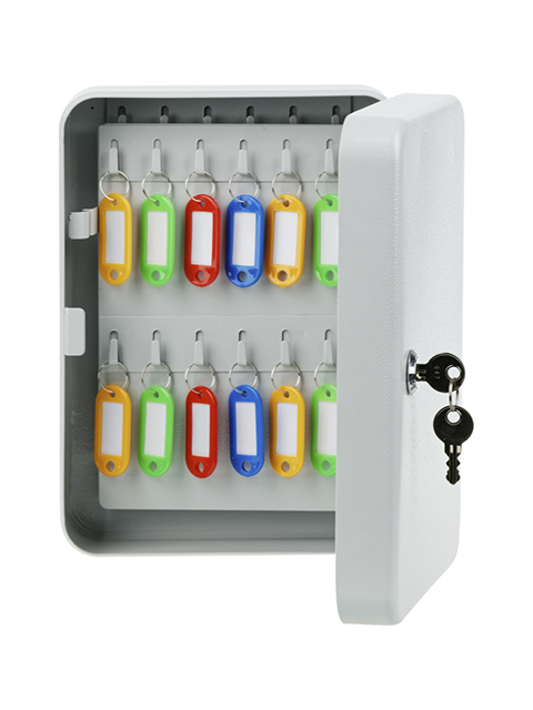 Шкафчик (Ключница) на 48 ключей OfficeSpace, 250х180х80 мм, ключевой замок, металл, серый, с брелоками