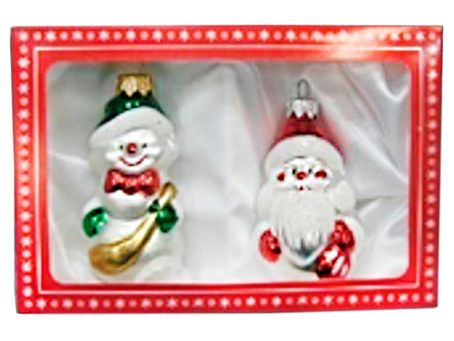 Набор елочных украшений "Дед Мороз и Снеговик" 3 штуки в наборе