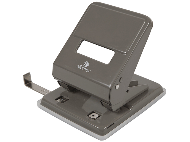 Дырокол "Attomex", 45 листов, металлический с линейкой, серый