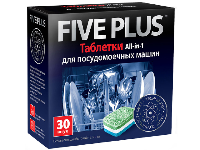 Таблетки для посудомоечной машины FIVE PLUS All-in-1 30 шт.