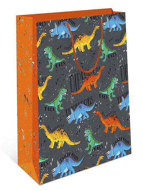 Пакет подарочный бумажный 18х23см "Динозавры"