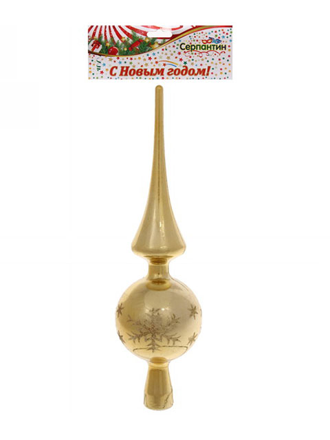 Елочная игрушка Верхушка для ёлки "Снежинка" 26 см, золото, пластик