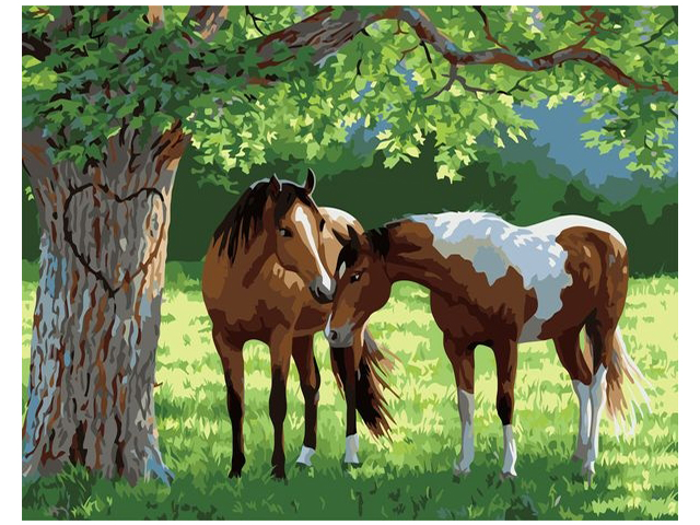 Картина по номерам Colibri "Лошади у дерева" 40*50см