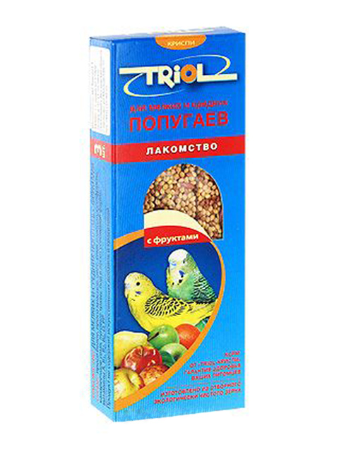 Лакомство "Triol " для мелких и средних попугаев с Фруктами 80г 3шт. в упак.