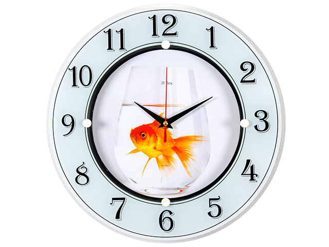 Часы настенные " Золотая рыбка в бокале" 21век