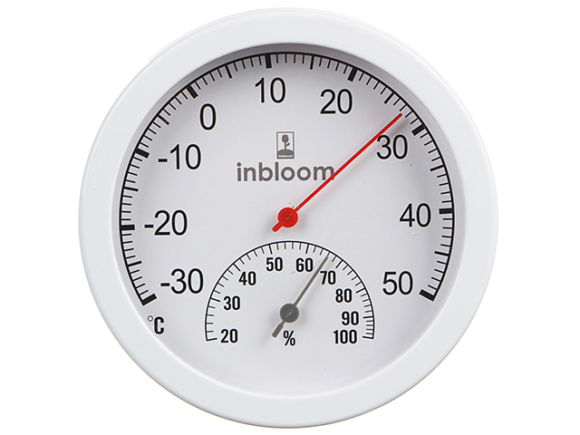 Термометр INBLOOM пластик, круглый, измерение влажности воздуха, европодвес