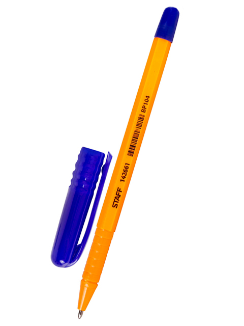 Ручка шариковая STAFF, оранжевый корпус, 0,5 мм, синяя