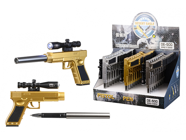 Ручка гелевая Basir "Пистолет" 0,38 мм, корпус цветной, синяя