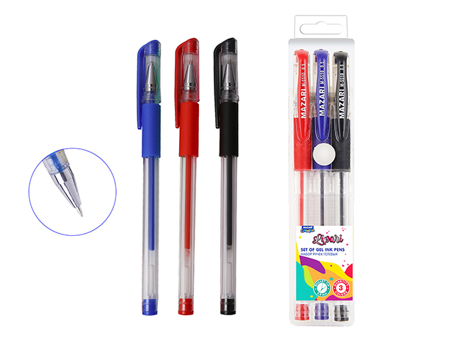 Набор гелевых ручек Mazari "LIPARI" 3 цвета, в ПВХ упаковке