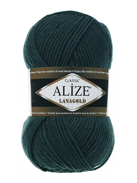 Пряжа ALIZE "Lanagold" темно-зеленый 100гр. 240м. (51% акрил, 49% шерсть)