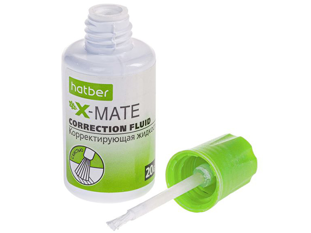 Корректирующая жидкость Хатбер "X-Mate" 20 мл на химической основе, с кисточкой