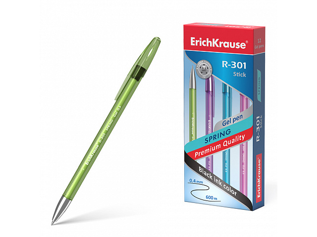 Ручка гелевая Erich Krause "Spring Gel Stick R-301" 0,5 мм, черная
