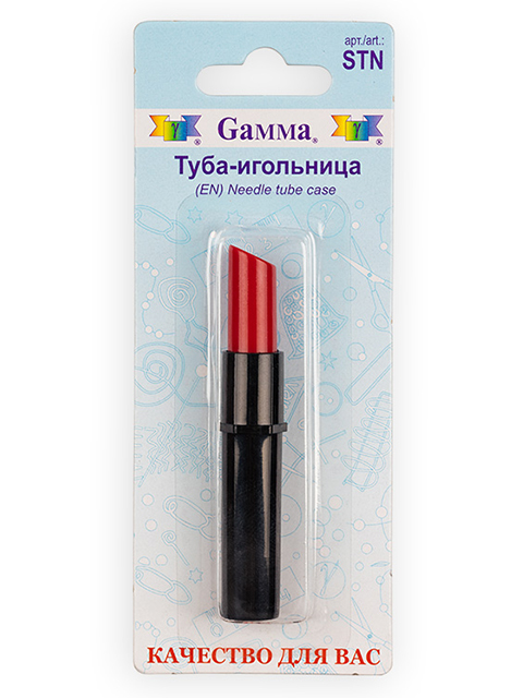 Туба-игольница Gamma "Губная помада" 7см, со встроеным магнитом, без игл, в блистере