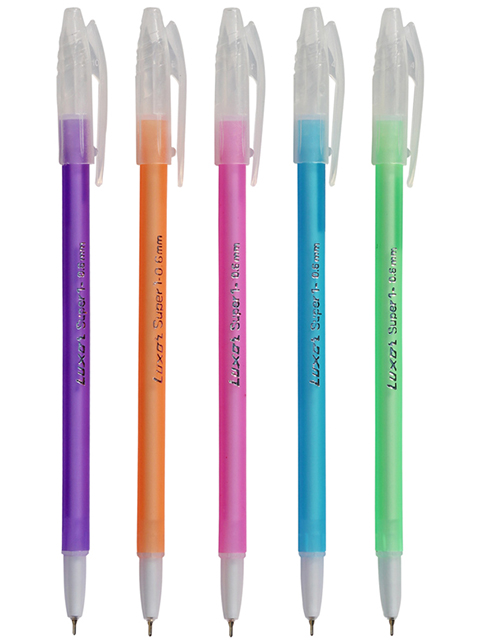 Ручка шариковая Luxor "Super 1" синяя, 0,6мм, корпус ассорти