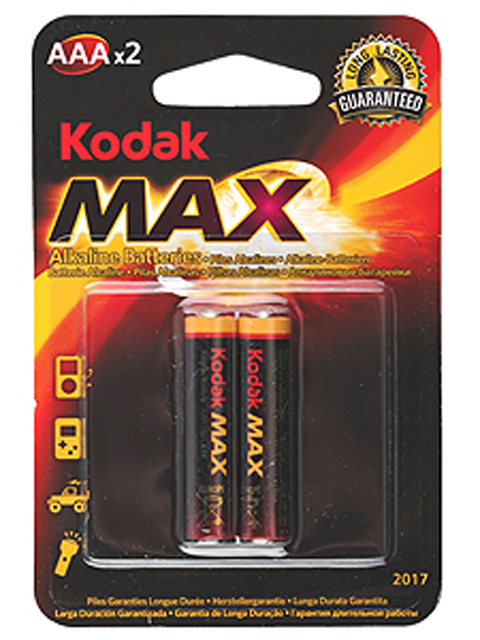 Батарейка щелочная (алкалиновая) (мизинчиковая) Kodak MAX LR03 (2 шт.) блистер, кор. (10 уп.)