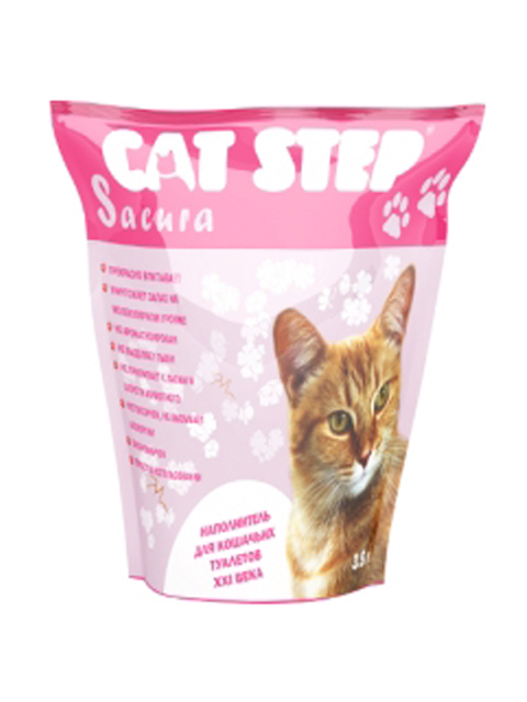Наполнитель для кошачьих туалетов Силикагель "Cat Step. Сакура" 3,8л
