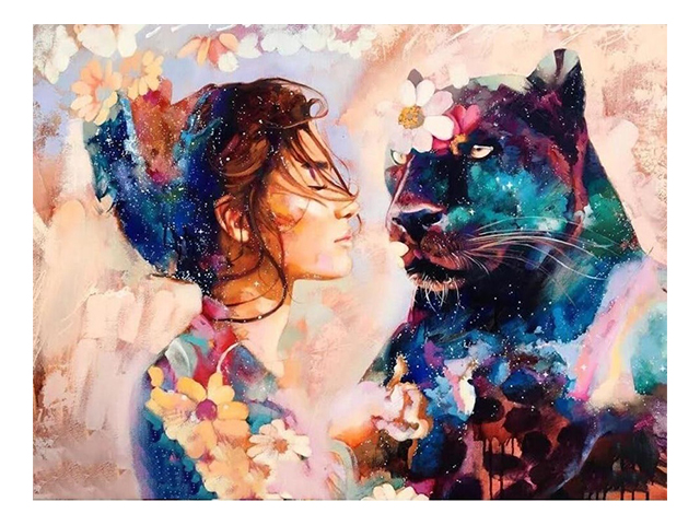 Картина по номерам Colibri "Девушка и пантера" 40*50см