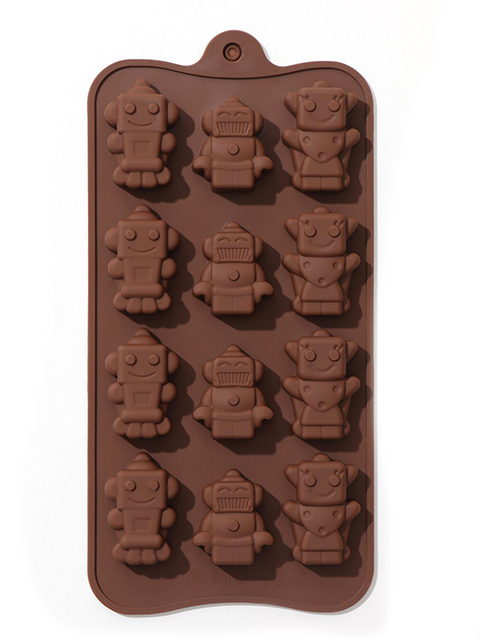 Форма для льда и шоколада "Роботы" 12 ячеек, 21х11х1,5см, цвет шоколадный