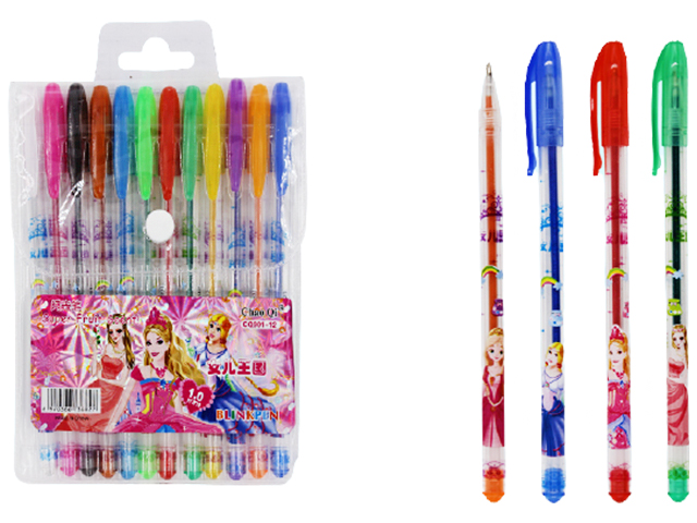 Набор гелевых ручек Basir "Принцессы" 12 цветов, ароматизированные с блестками