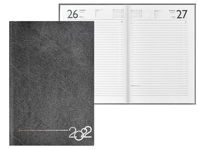 Ежедневник датированный 2022 А5 Феникс+ 160 листов, графит