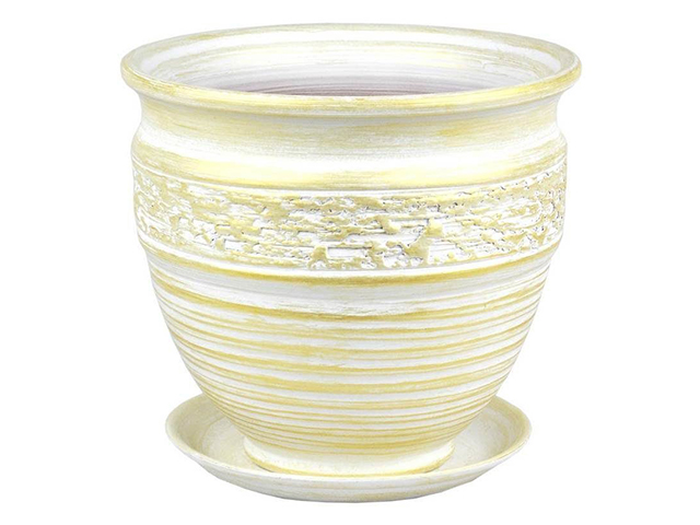 Горшок для цветов "Неаполь 1" бело-золотой, керамика