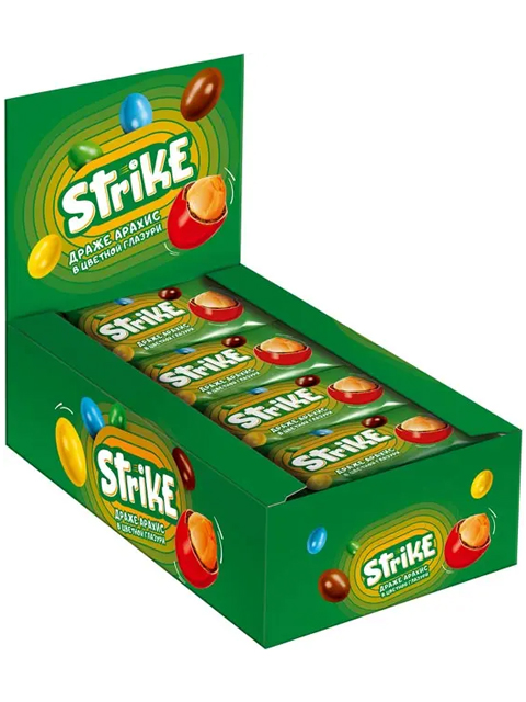 Драже "Strike" 40г, Арахис в цветной глазури