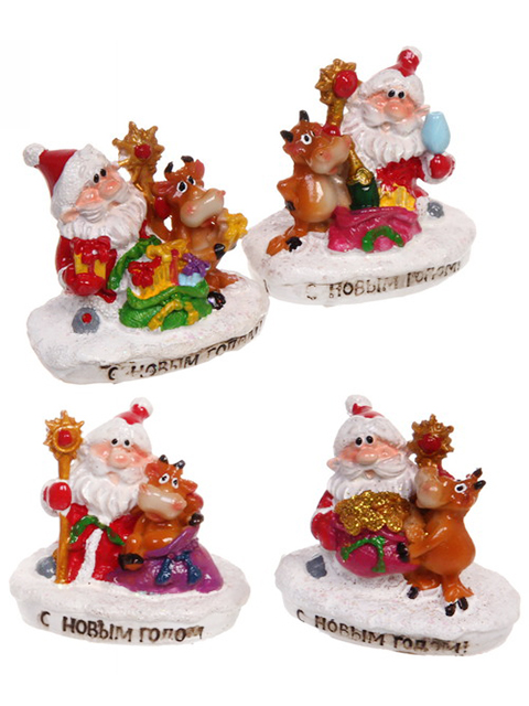 Новогодний сувенир "Жорик с Дедом Морозом" 7х6 см, полистоун