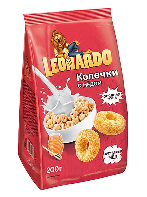 Завтрак готовый LEONARDO колечки с медом, 200г