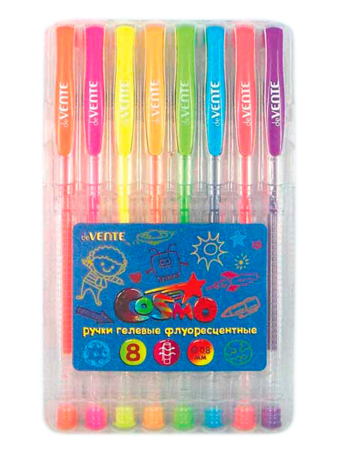 Набор гелевых ручек "deVENTE. Cosmo Fluo" 8цв., 0.8мм, неон., в пласт. кор.