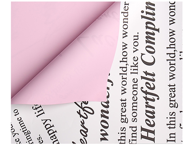 Пленка упаковочная флористическая "Письма Незнакомке" 58см х 10м (70 мкр), розовая