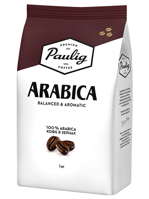 Кофе в зернах PAULIG "Arabica" натуральный 1000 г, вакуумный пакет