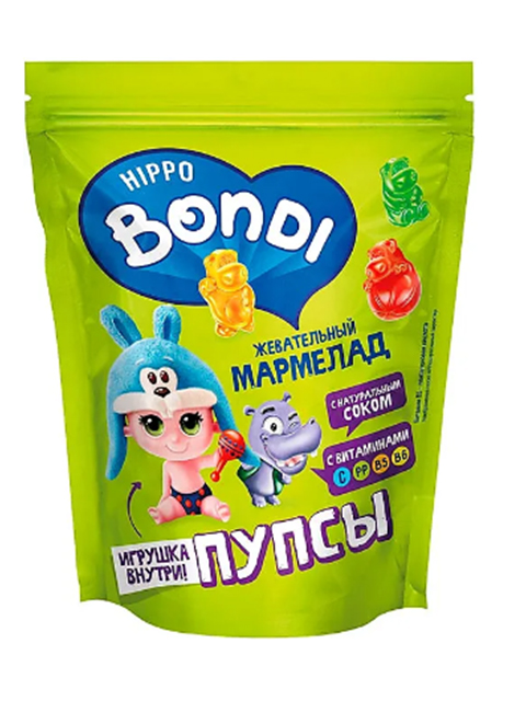 Жевательный мармелад "HIPPO BONDI & FRIENDS " 100г, с игрушкой "Пупсы"