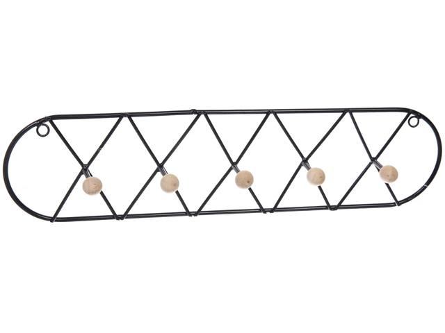 Ключница "Лофт вост" 5 крючков, 41х10,5см, металлическая, эбби, черный