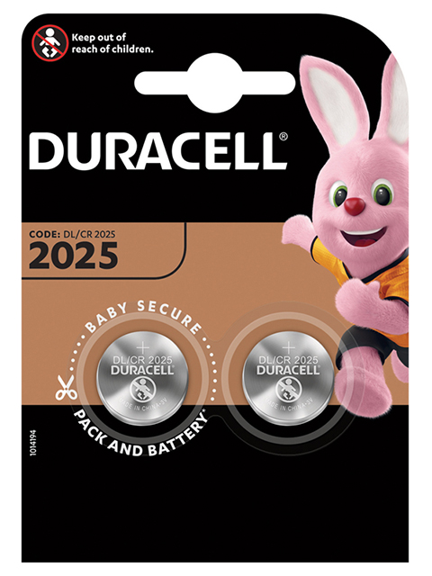 Батарейка литиевая (таблетка) Duracell CR2025 (2шт) блистер
