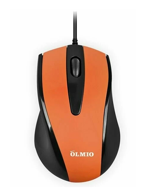Мышь компьютерная OLMIO CM-07, проводная, черный/оранжевый