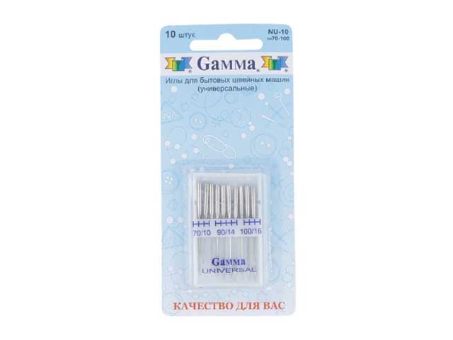 Иглы швейные Gamma для бытовых швейных машин №70-100 (10 штук в упаковке)