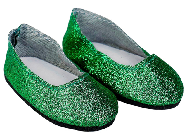 Обувь для кукол "Туфли. Блестки" зеленый, 7 см