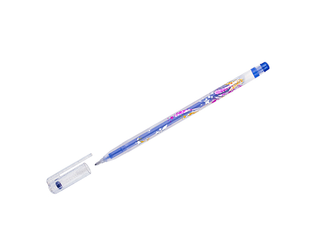 Ручка гелевая Crown "Glitter Metal Jell" 1 мм, синяя с блестками