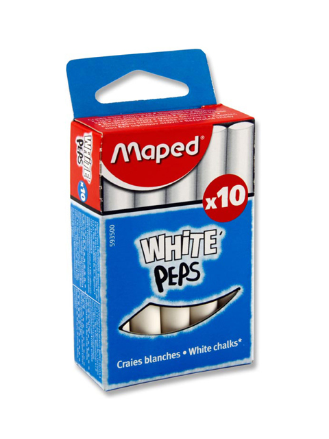 Мел белый Maped "White peps" круглый, 10 штук, в картонной коробке