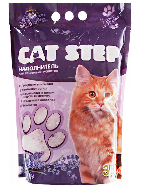 Наполнитель для кошачьих туалетов Силикагель "Cat Step. Лаванда" 3,8л, впитывающий